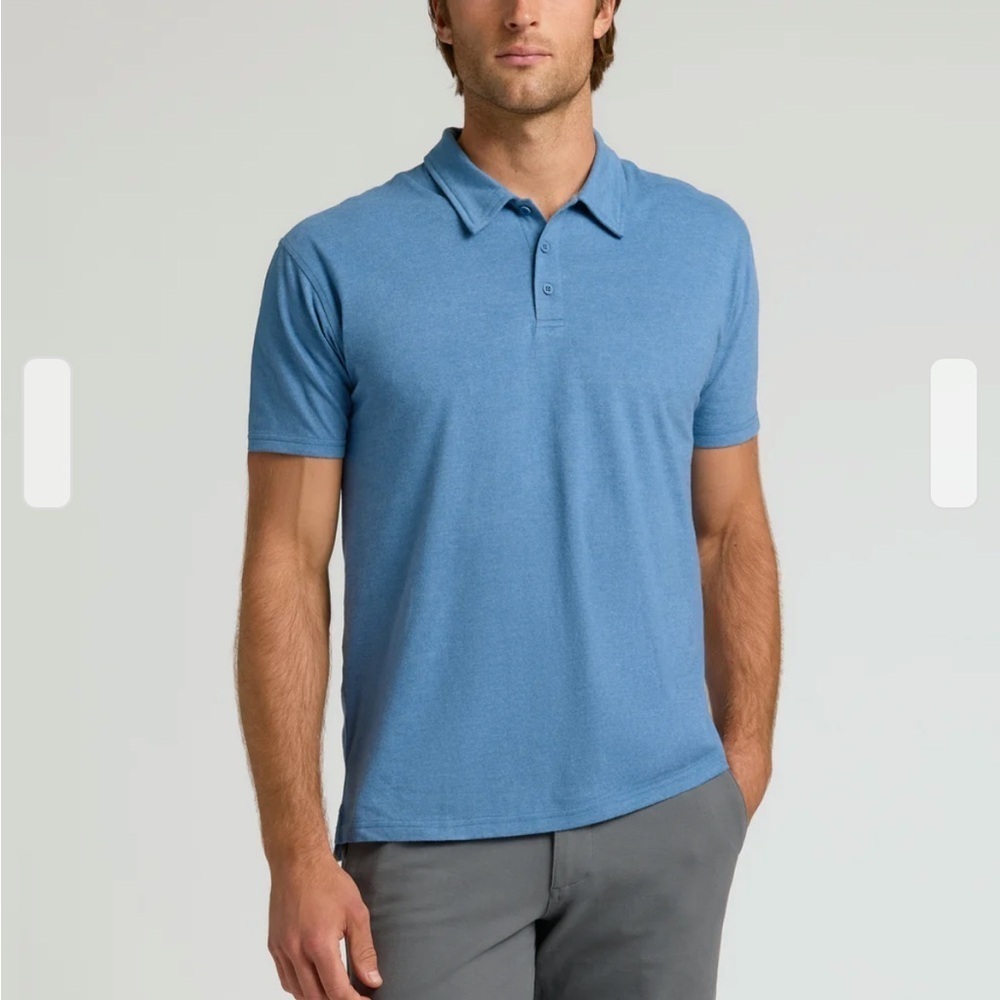 True Classic Heather Blue Polo Shirt 2XL - Buttery Soft Slim Fit Comfort Tee